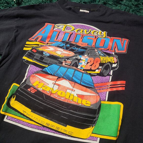 Vintage 90s Davey Allison Havoline NASCAR Tee Premier Sportswear USA XL - Picture 3 of 6
